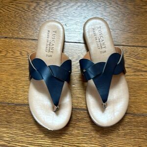 Italian Leather Flat Sandals